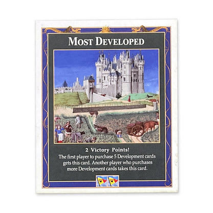 Most Developed Game Card compatible with Catan's Settlers of Catan (4th Edition), Seafarers and Catan Expansions