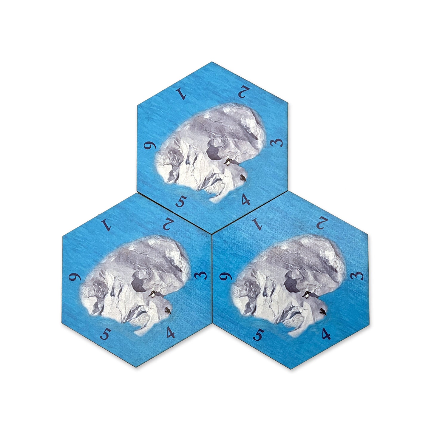 Iceberg Ocean Sea Hex 3-Pack compatible with Catan's Settlers of Catan Seafarers, Cities and Knights and Catan Expansions
