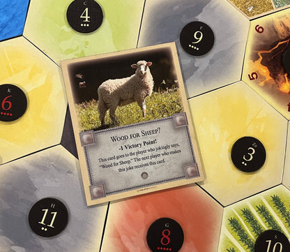 Wood for Sheep Penalty Card compatible with Catan's Settlers of Catan, Seafarers, and Catan Expansions