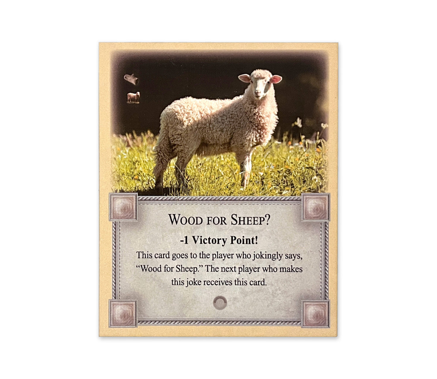 Wood for Sheep Penalty Card compatible with Catan's Settlers of Catan, Seafarers, and Catan Expansions